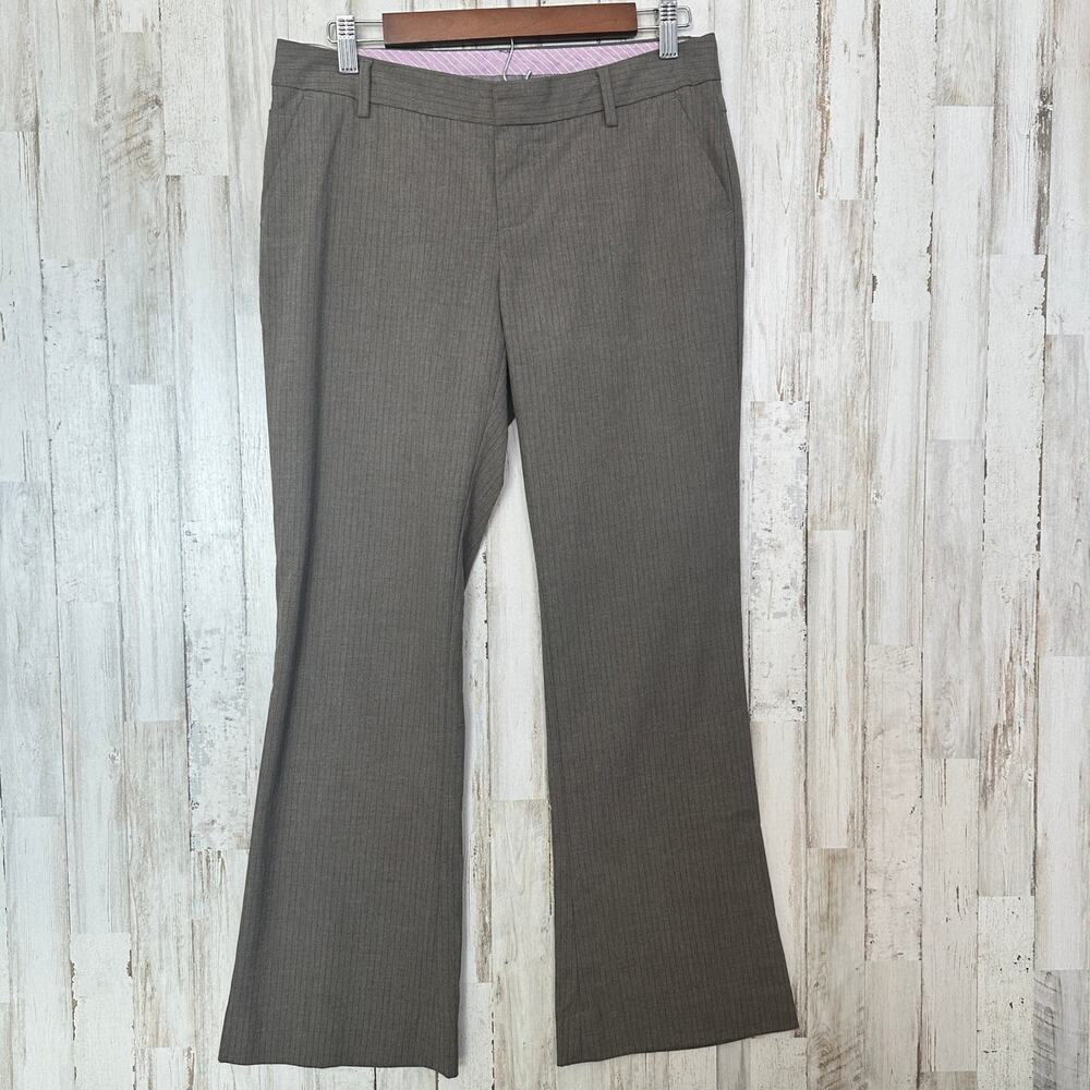 Gap Pin Stripe Pants Size 4 Tan Flare Leg Y2K Grunge Academia Streetwear EUC
